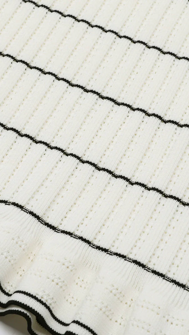 AIIZIE Jyoti Classic Striped Ribbed Knit Polo Midi Dress | Effortless Chic - product image