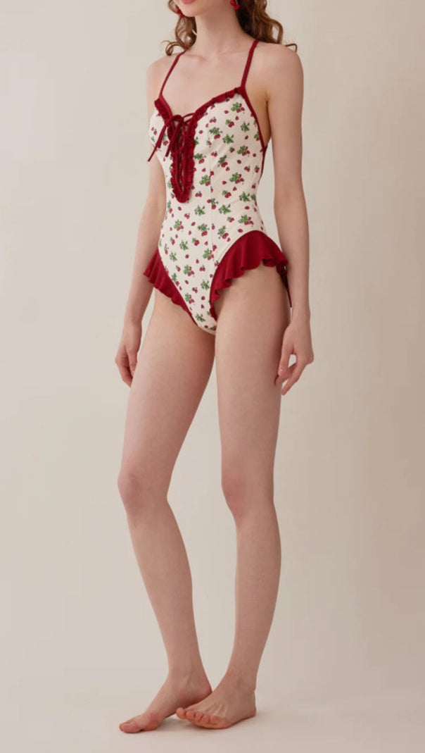 AIIZIE DANDY STRAWBERRIES PRINTED ONE-PIECE SWIMSUIT - product image