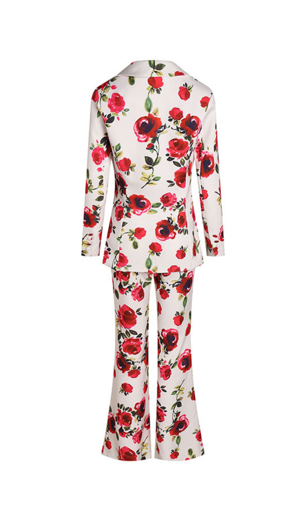 COMPLETO CAMICIA A MANICHE LUNGHE STAMPATA CON BRETELLE E PANTALONI