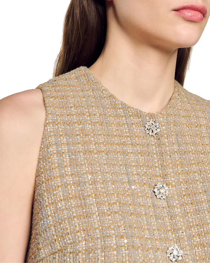 AIIZIE JAVIER TWEED CROP TOP IN CAMEL - product image