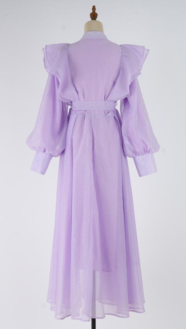 AIIZIE Jolanda Sparkle Ruffle Maxi Dress - Elegant Long Sleeve Gown - product image