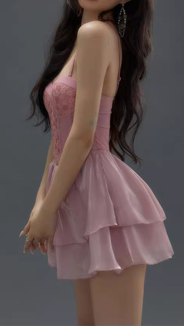 AIIZIE DANIKA PINK FLORAL DRESS SWIMSUIT - product image