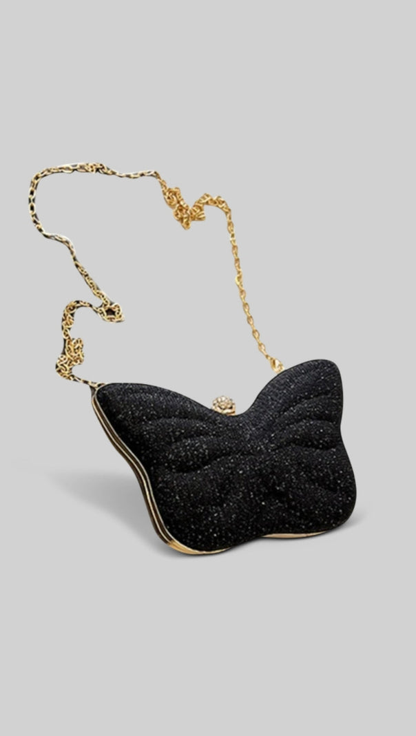 AIIZIE BUTTERFLY SPARKLY CLUTCH - BLACK - product image