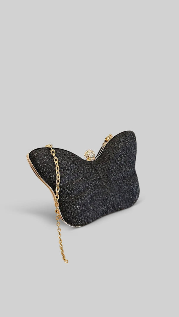 AIIZIE BUTTERFLY SPARKLY CLUTCH - BLACK - product image