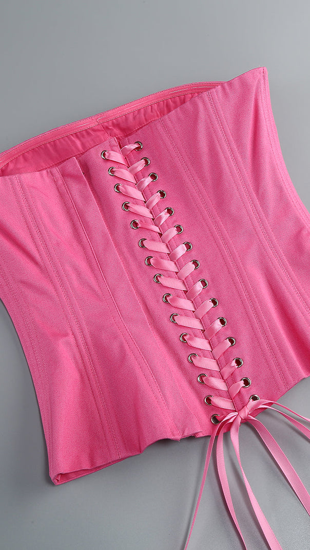 AIIZIE CLEGG PINK CORSET FLOWER TWO-PIECE SET - product image