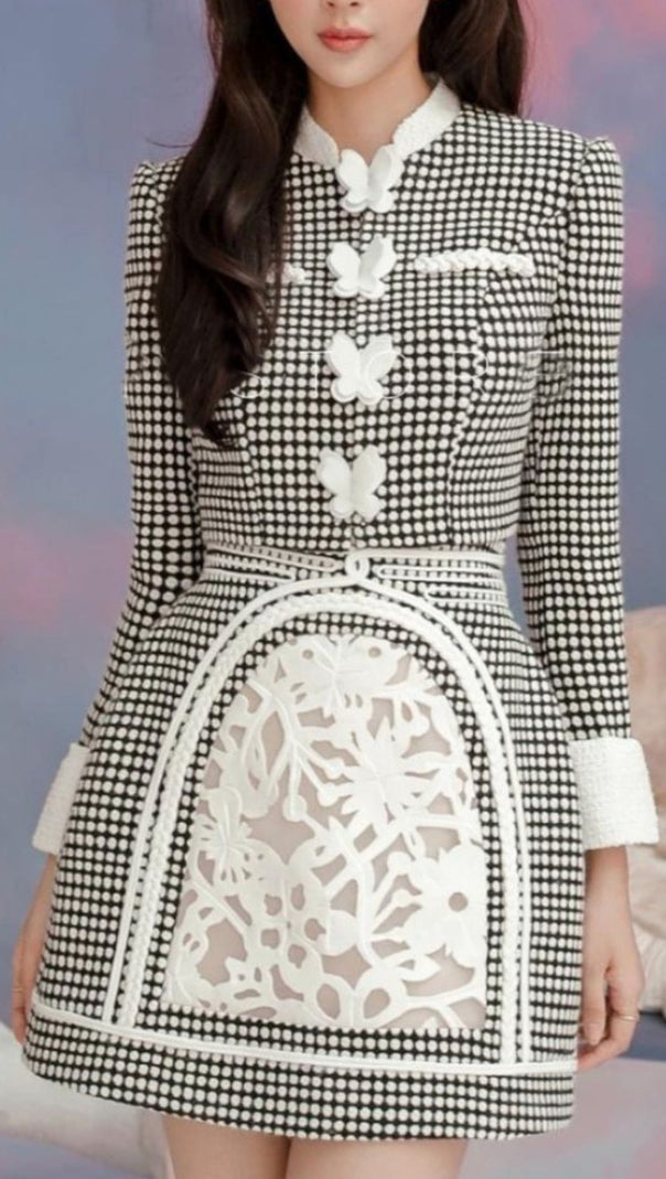 AIIZIE PLAID ROUND NECK BOWKNOT A LINE SKIRT SET - product image