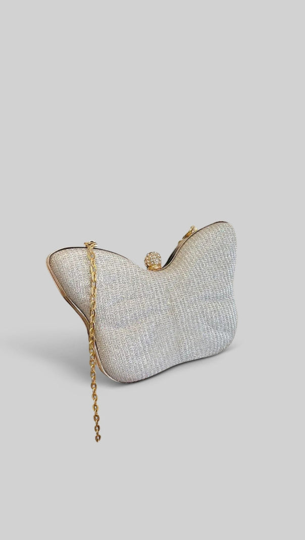 AIIZIE BUTTERFLY SPARKLY CLUTCH - SILVER - product image