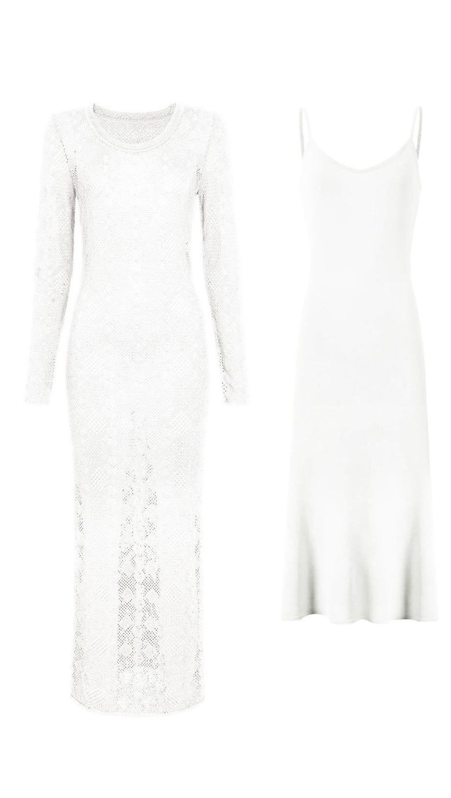 Jaime Luxe Emerald Green Sheer Knit Midi Dress & Slip Set | Versatile 2-Piece