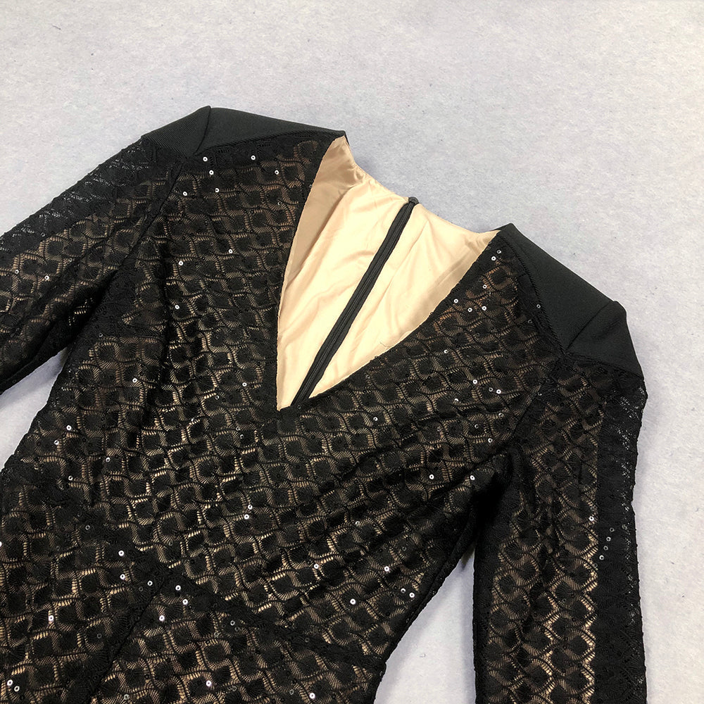 AIIZIE V NECK BANDAGE JUMPSUIT IN BLACK - product image