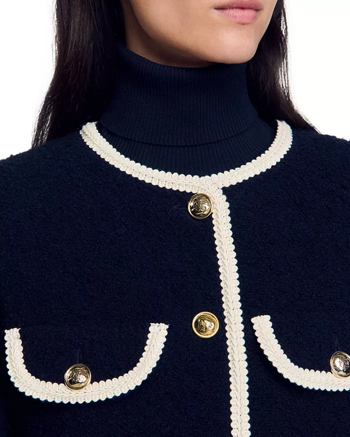 AIIZIE JILL TWEED CONTRAST TRIM JACKET IN NAVY BLUE - product image