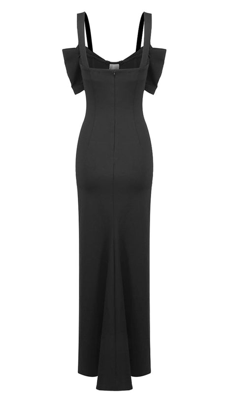 SLEEVELESS CORSET MAXI DRESS IN BLACK