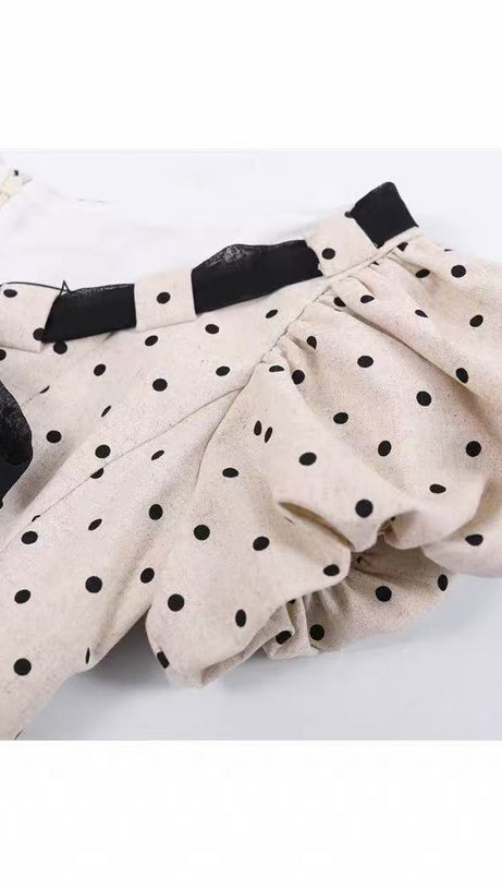 Wania White Polka Dot Mini Dress with Tie-Front