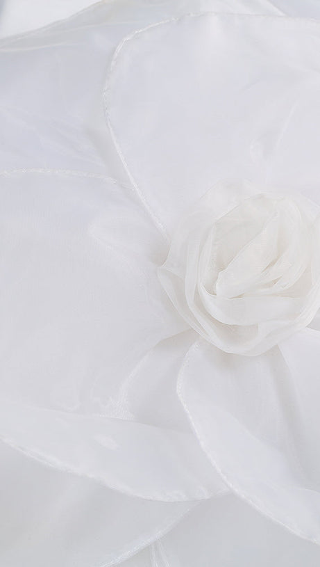 3D WHITE FLOWER ONE-SHOULDER MAXI DRESS IN BLACK