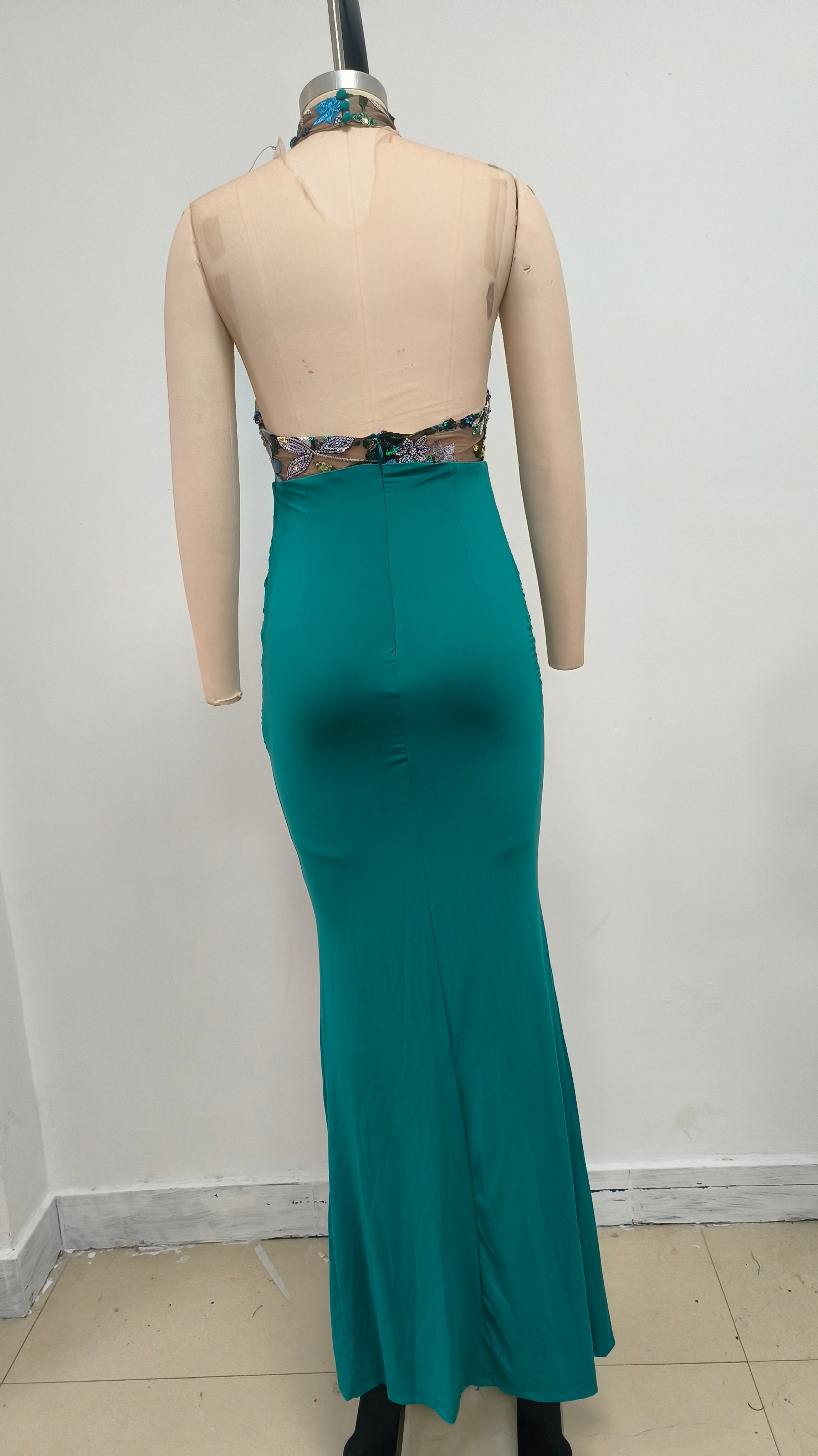 Neckholder-Rock mit Fischschwanz in Pfauenblau 