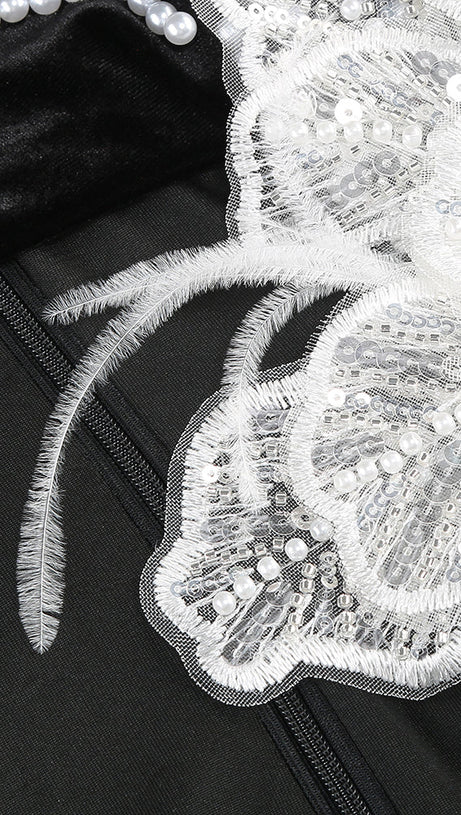 CALISTA OLIVE BLACK ONE SHOULDER VELVET MAXI DRESS