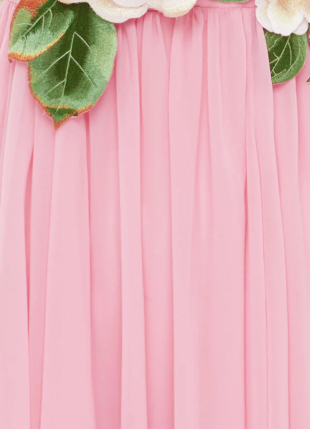 AIIZIE JOANN APPLIQUÉ CAMELLIA FLORAL MAXI DRESS IN PINK - product image