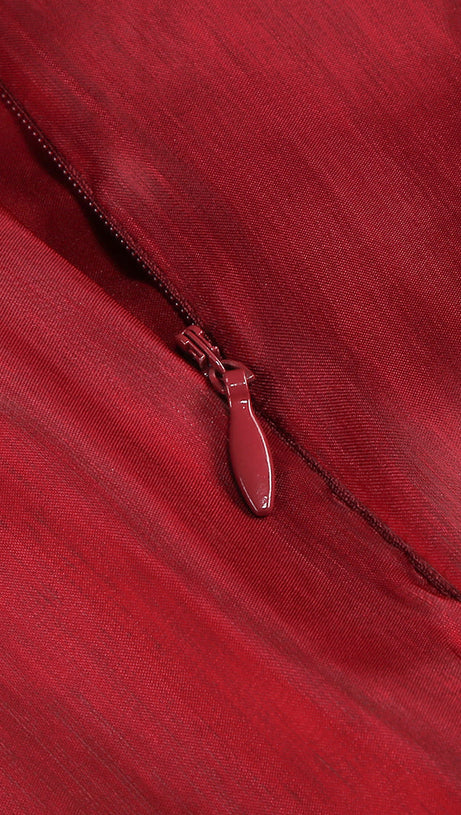 MARCIA TRUMPET SLIT SLEEVE BODYCON MAXI DRESS IN RED