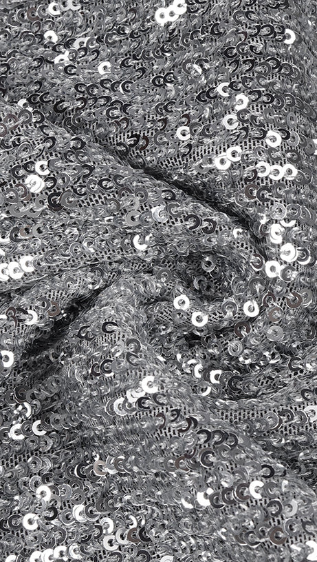 ELVIRA MAXIROCK MIT BLUMENAPPLIKATIONEN UND PAILLETTEN IN SILBER