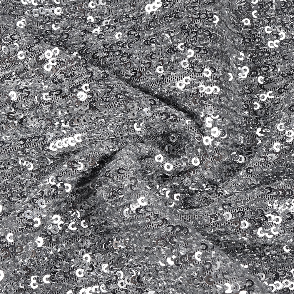 AIIZIE ELVIRA FLORAL-APPLIQUÉ SEQUINED MAXI SKIRT IN SLIVER - product image