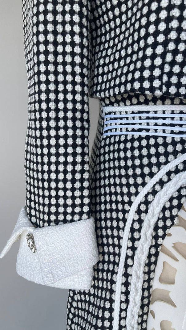 AIIZIE PLAID ROUND NECK BOWKNOT A LINE SKIRT SET - product image