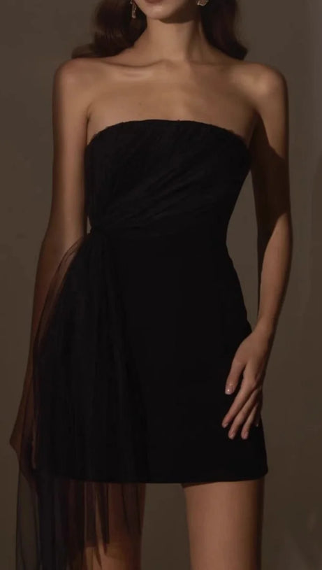 STRAPLESS MESH MINI DRESS
