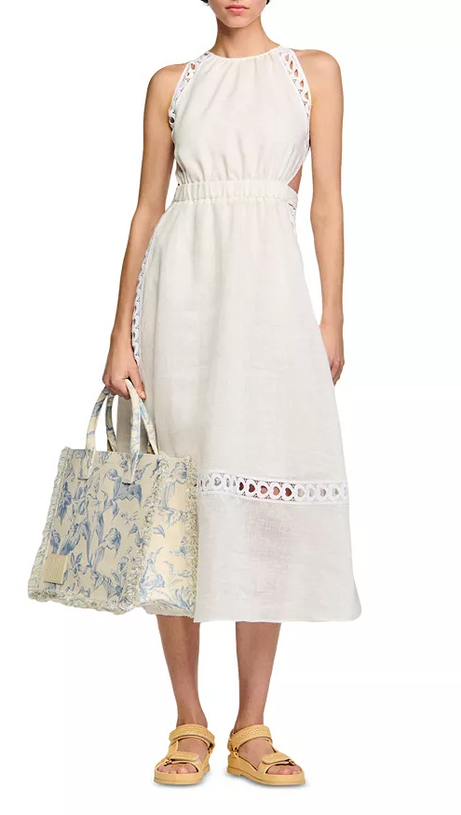 CORALIE HEART LACE MIDI DRESS IN WHITE