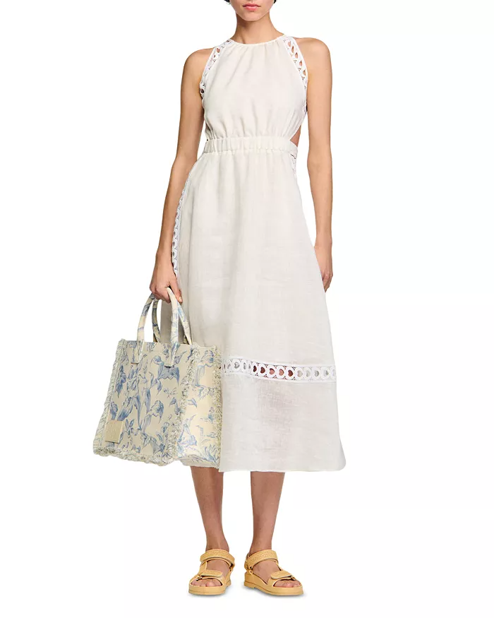 AIIZIE CORALIE HEART LACE MIDI DRESS IN WHITE - product image