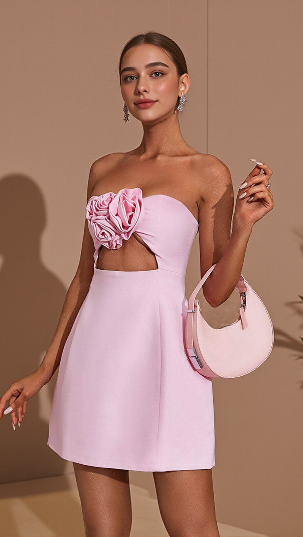 AIIZIE STRAPLESS CUTOUT MINI DRESS - product image