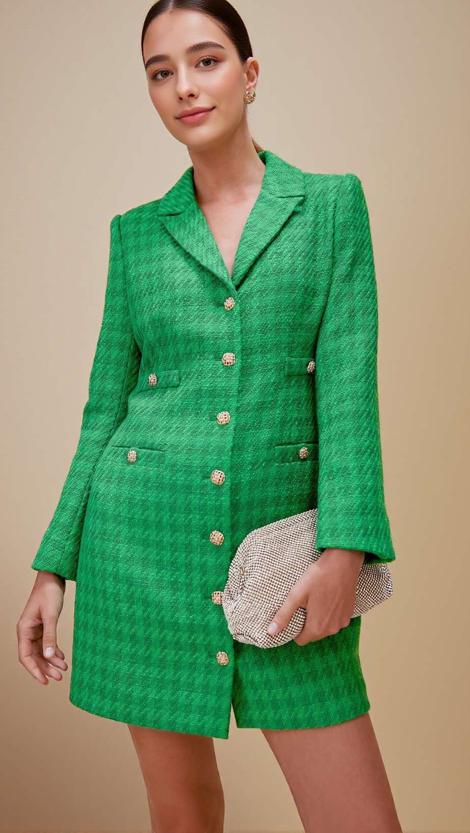 EMERALD TWEED STACIE DRESS AIIZIE EMERALD TWEED STACIE DRESS AIIZIE