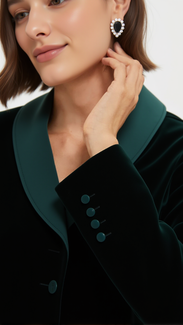 AIIZIE DARK GREEN VELVET STACIE DRESS - product image