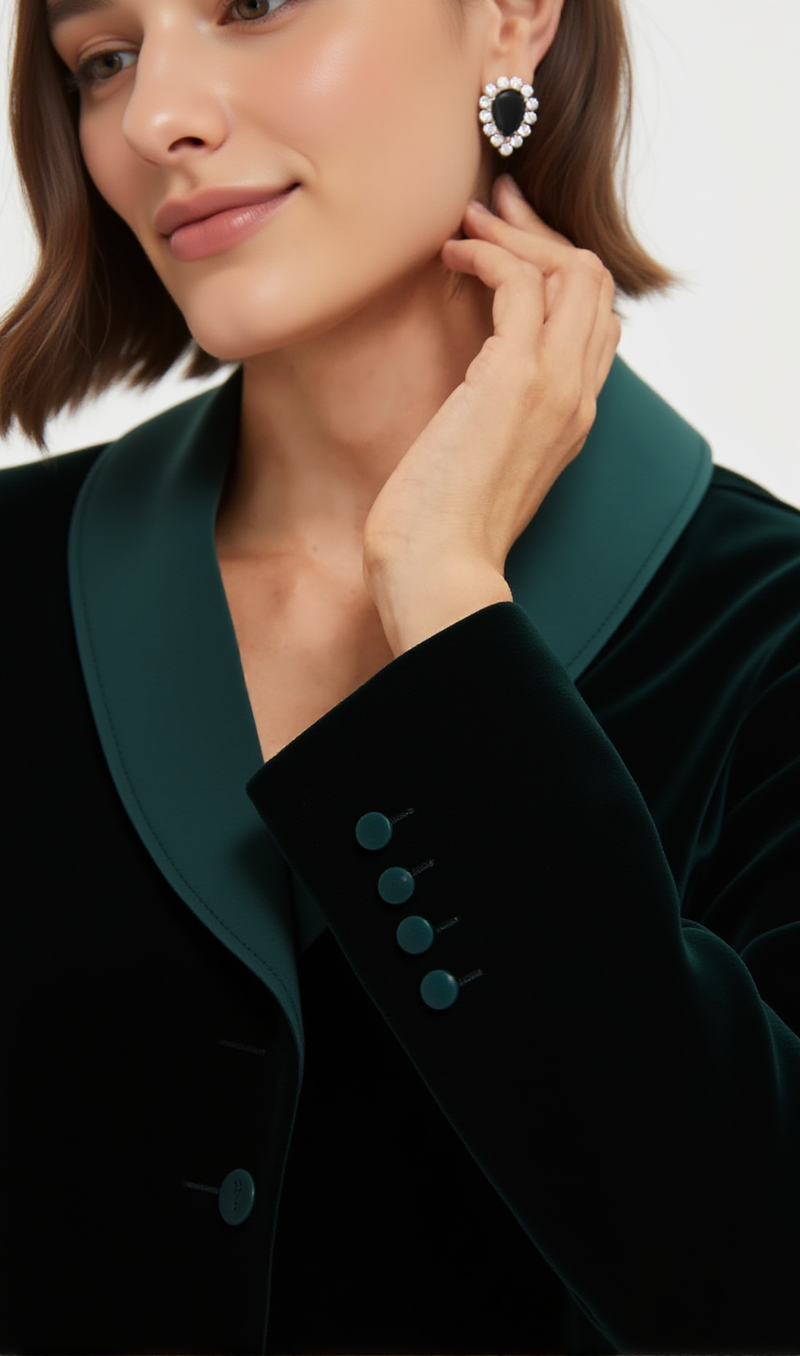 Dark Green Velvet Stacie Dress