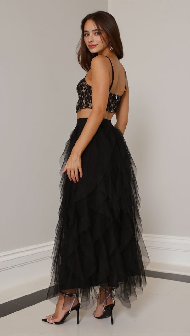 AIIZIE LACE TULLE SET IN BLACK - product image