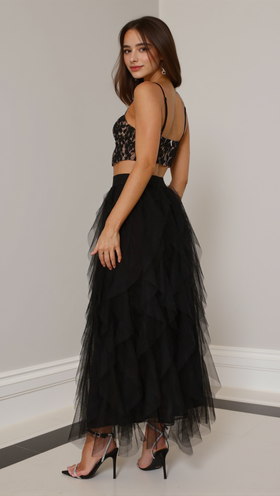 LACE TULLE SET IN BLACK