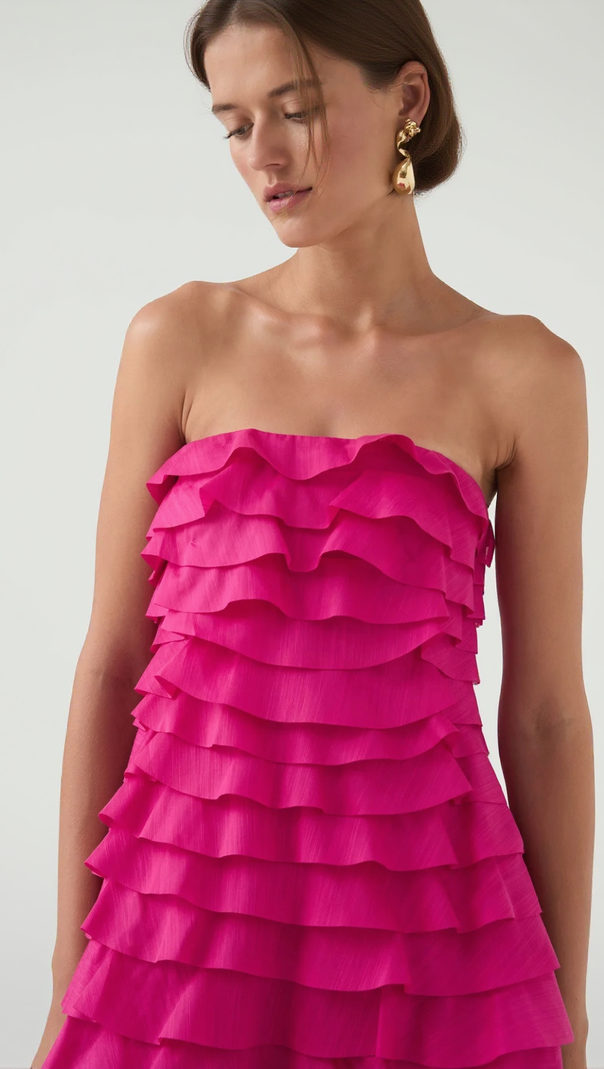 AIIZIE STACEY STRAPLESS LAYERED MAXI DRESS IN PINK - product image
