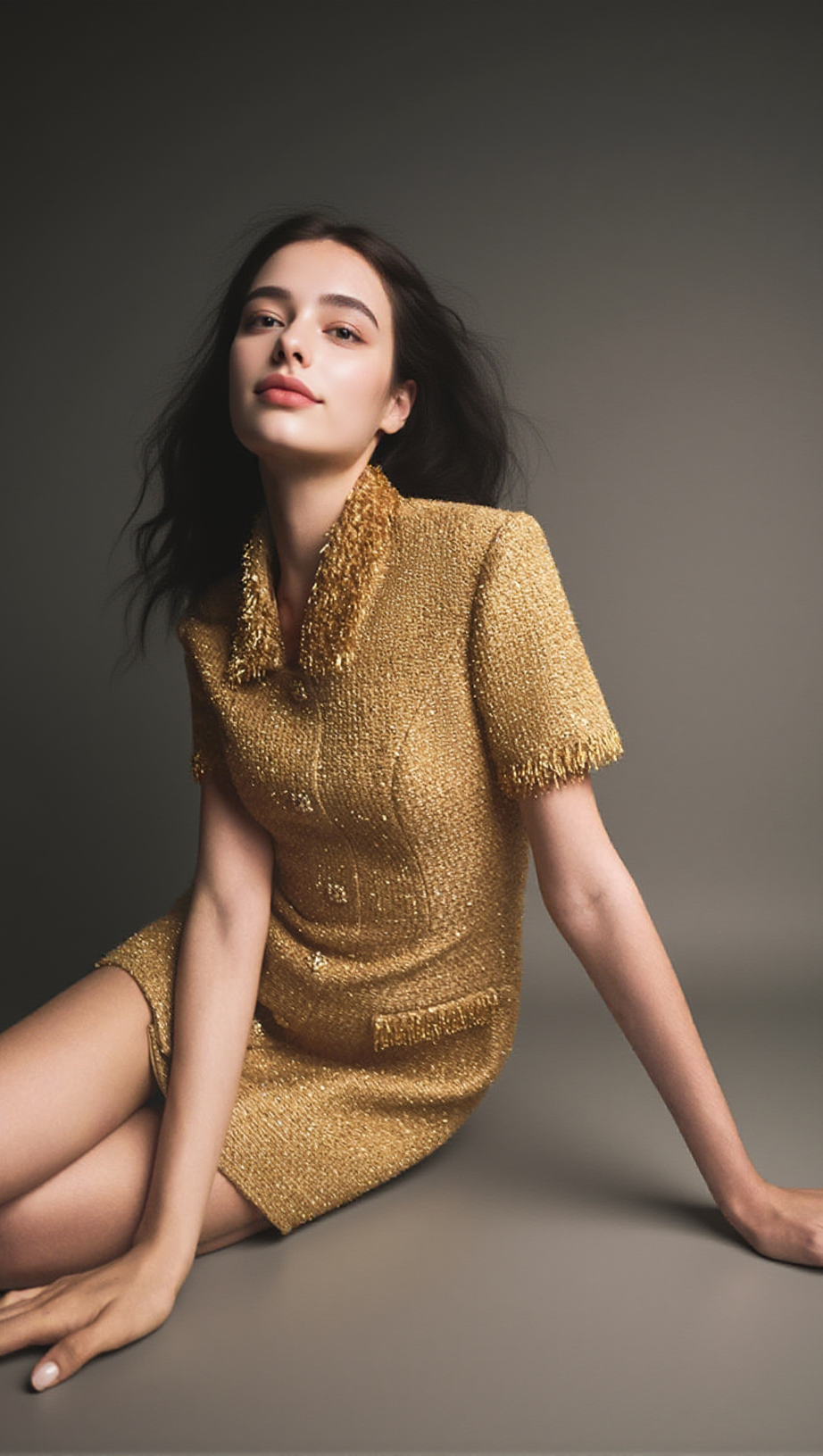 GOLD EMBELLISHED MINI DRESS