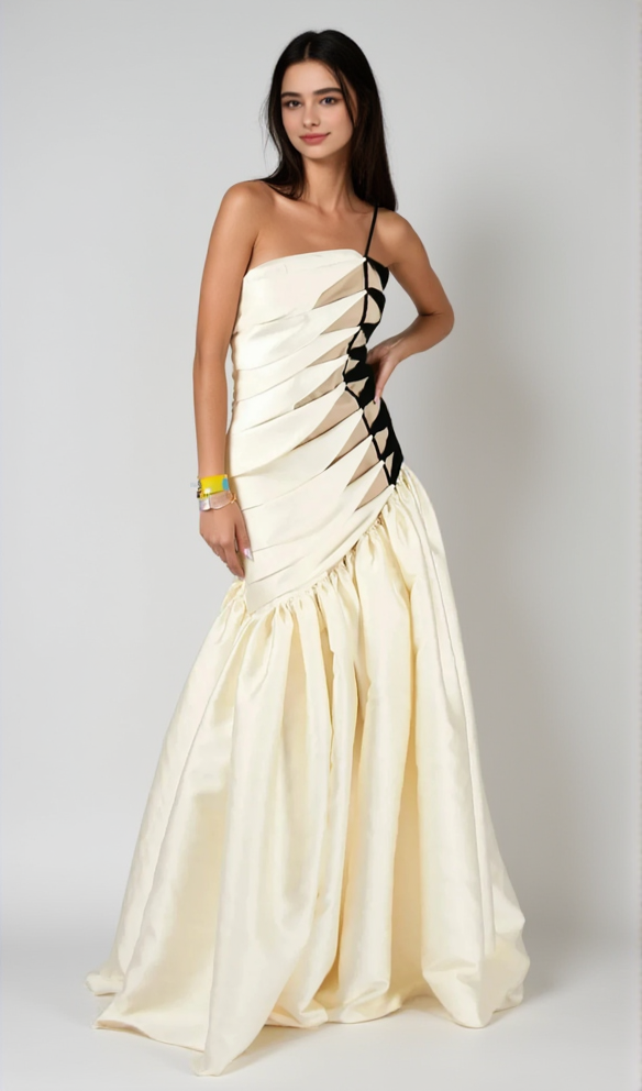 sara Satin Braided Rope Maxi Dress