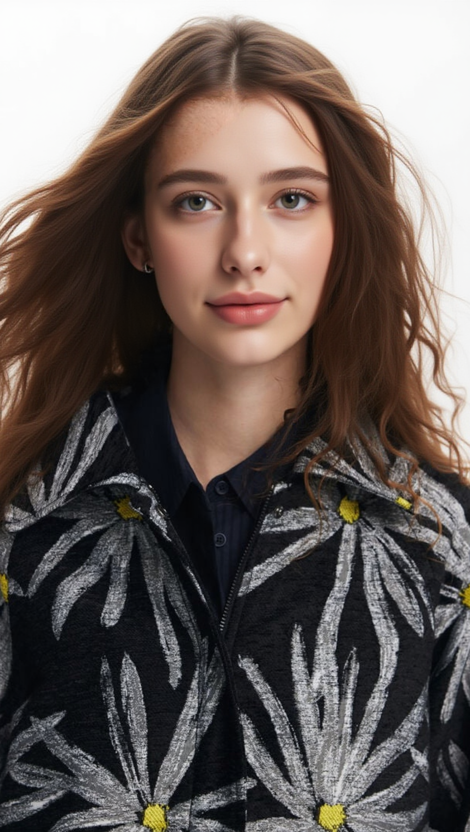 DAISY PRINT COAT IN BLACK