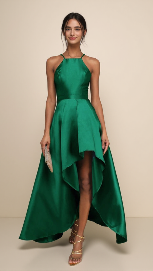 AIIZIE BROADWAY SHOW EMERALD GREEN HIGH-LOW GOWN - product image