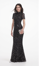 tiffany Crystal embellished Maxi Dress in black