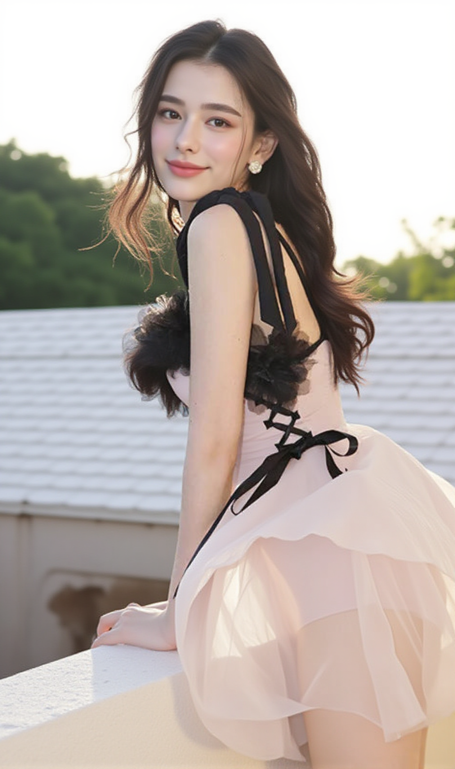 Costume intero con inserti in rete rosa Doman