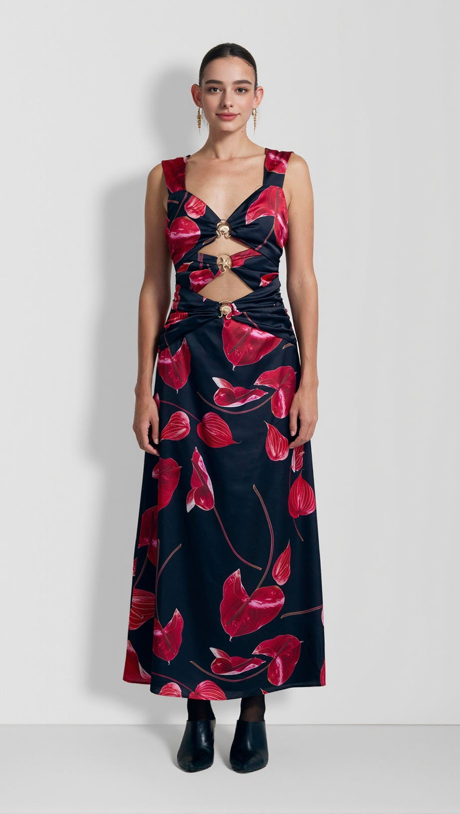 Midikleid mit Cut-Outs - Noir Anthurium