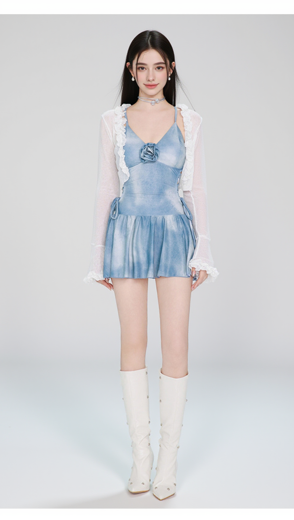 DODSON BLUE FLOWER ONE-PIECE SWIMSUIT