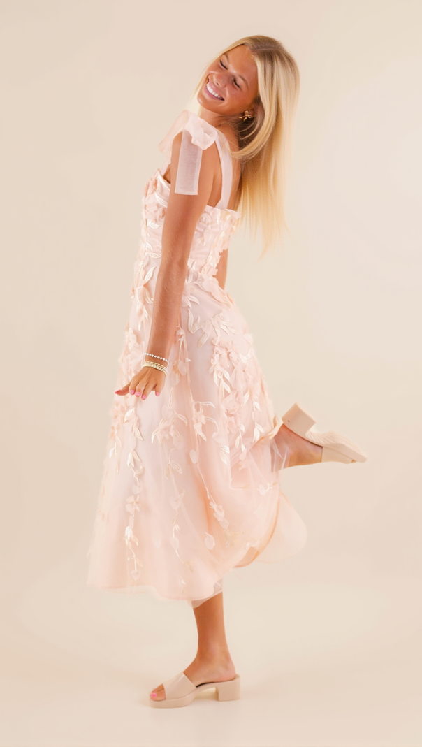 AIIZIE ABSOLUTE ELEGANCE 3D FLOWER MIDI DRESS - product image