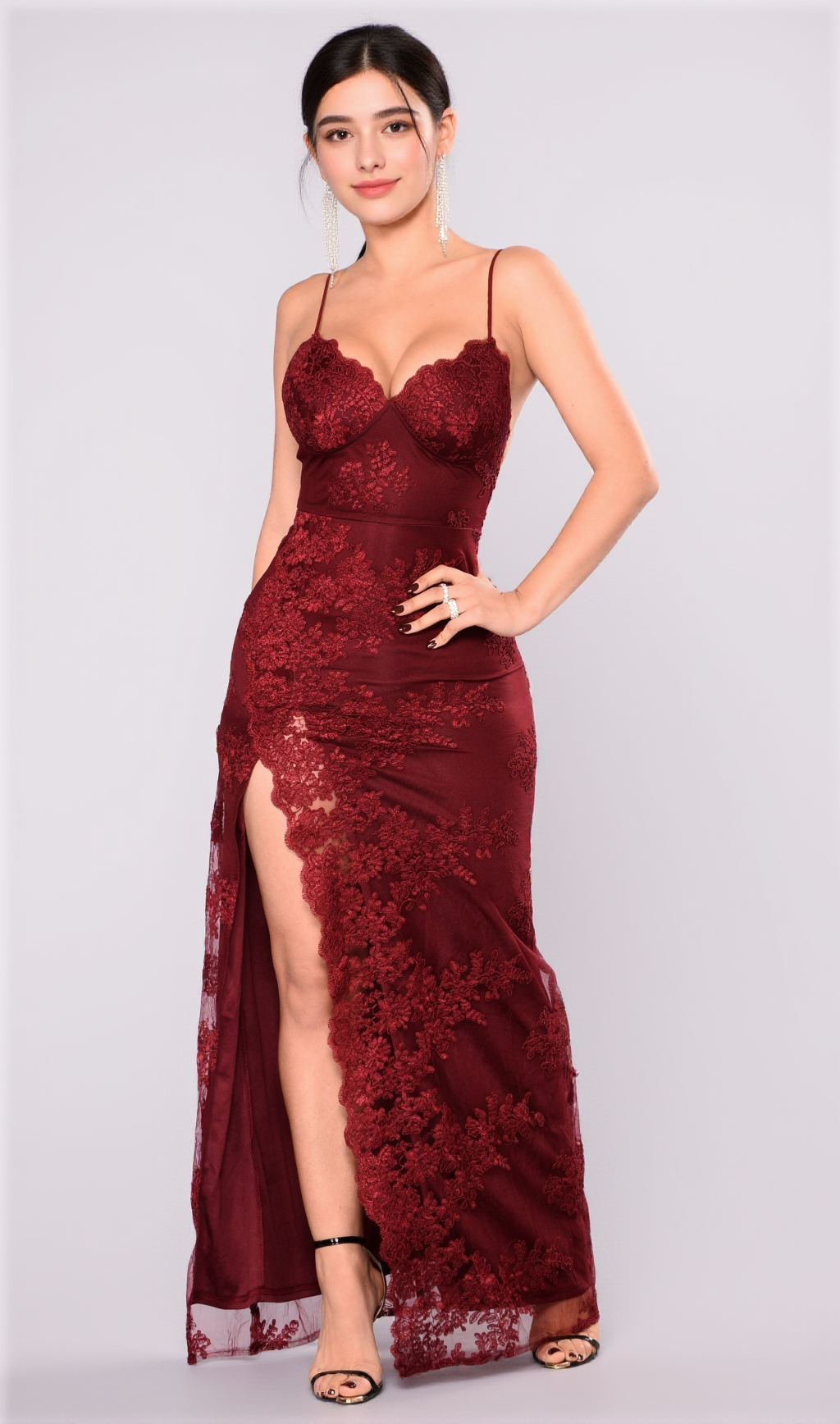 A Night In Tokyo Spitzenkleid - Burgunderrot