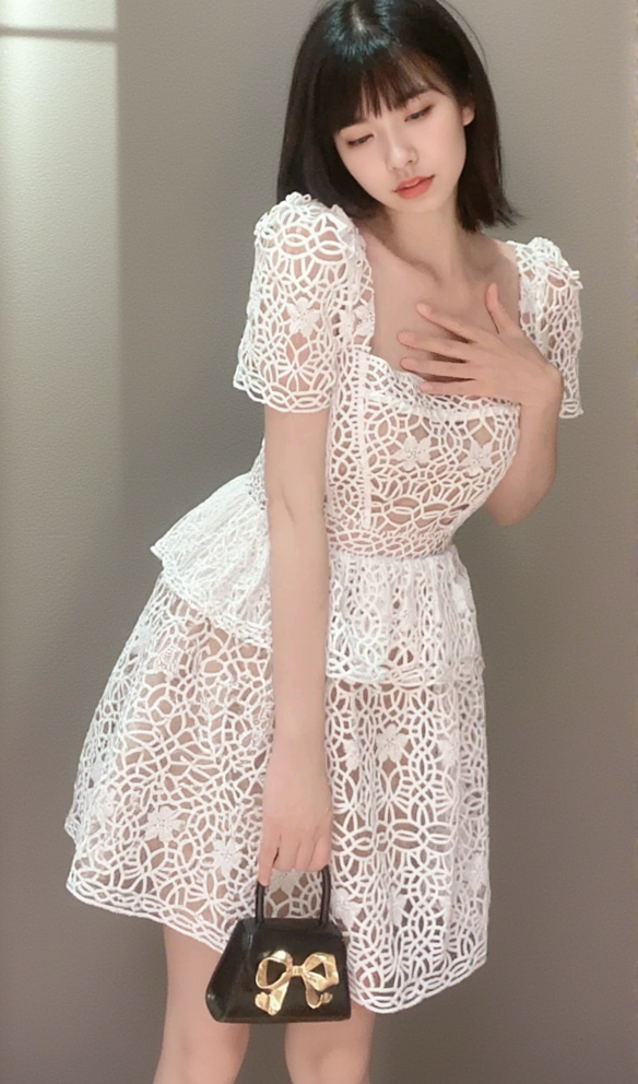 AIIZIE GUIPURE LACE LAYERED MINI DRESS - product image