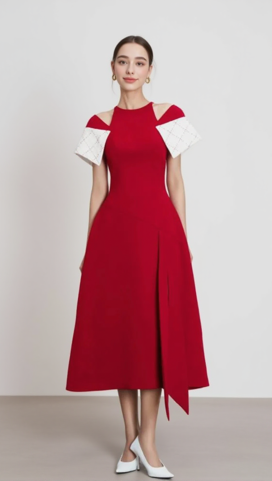 TIFFANY TWO-TONE SLIT MIDI DRESS