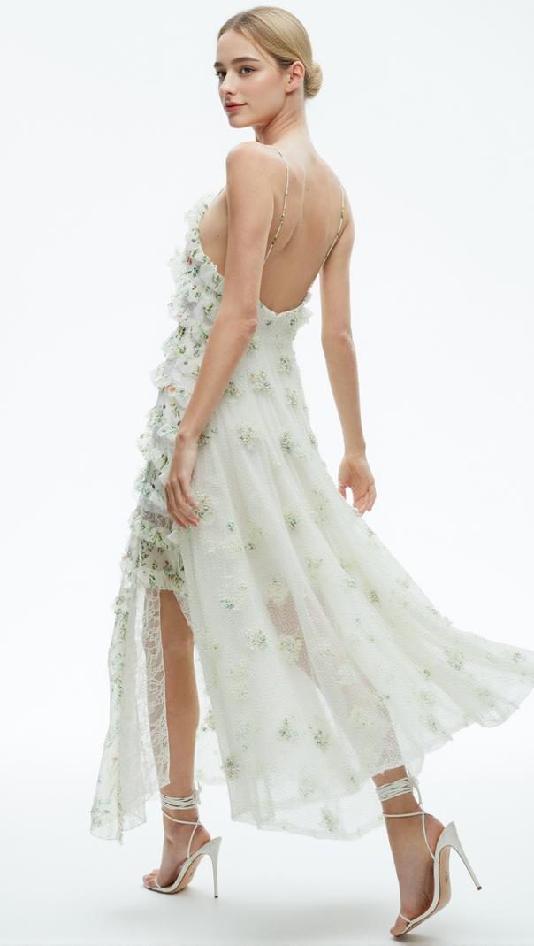 AIIZIE SONDRA MULTICOLOUR RUFFLED MAXI DRESS - product image