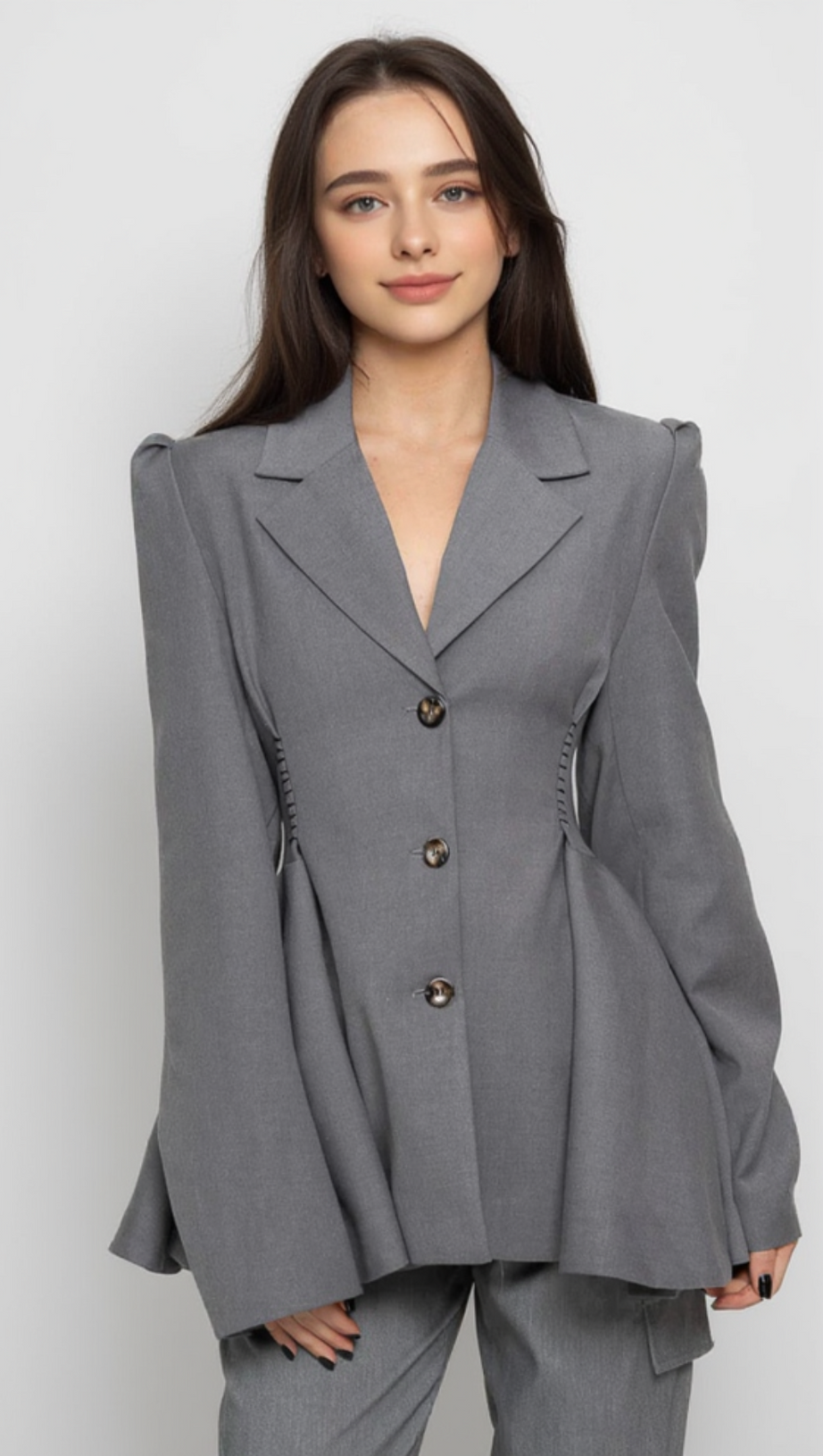 RUFFLE BLAZER WITH BACK CUTOUT