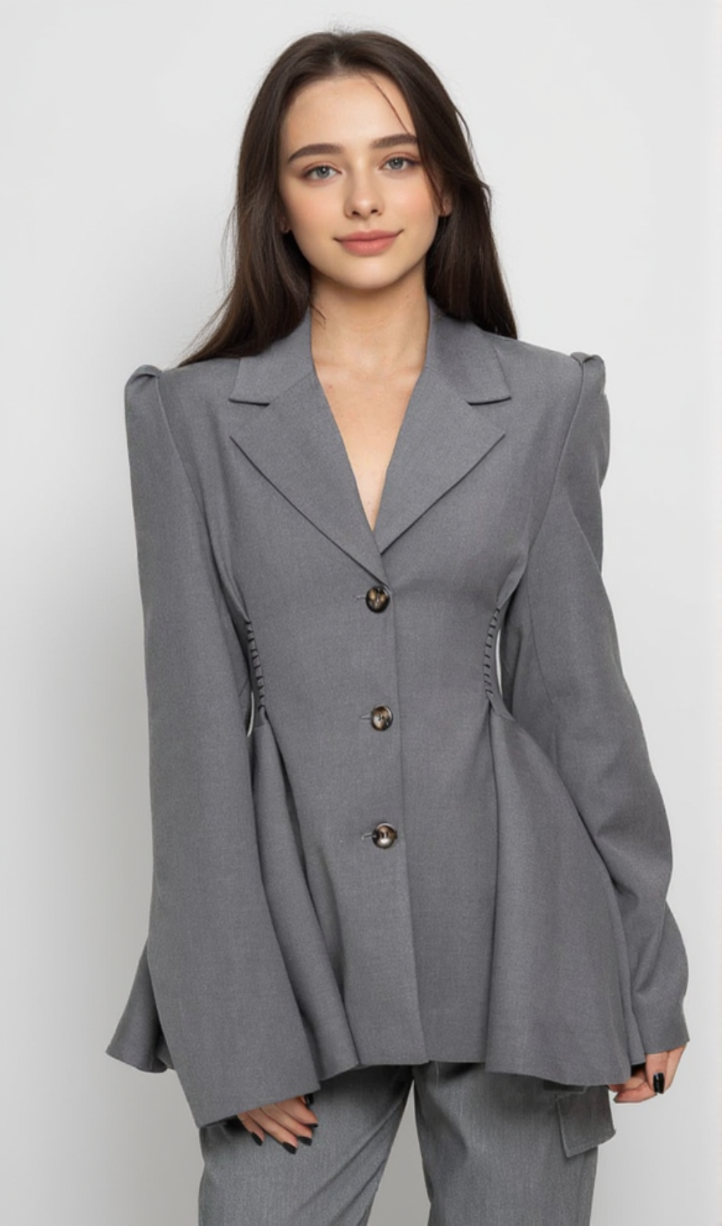 RUFFLE BLAZER WITH BACK CUTOUT