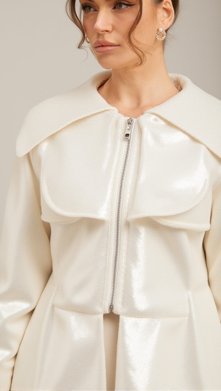 JOSLYN WHITE SEQUINED DOWN COAT